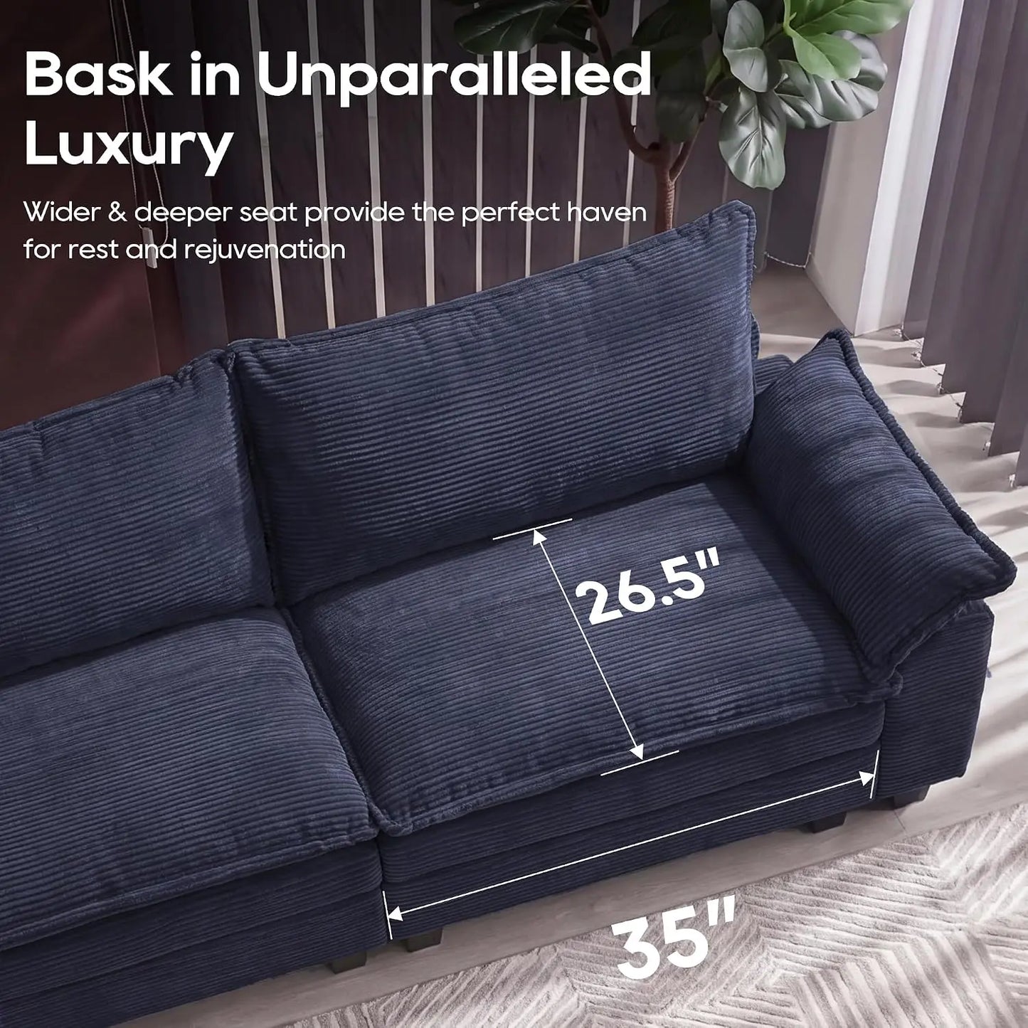 Oversized Modular L-Shaped Cloud Couch With Ottoman And Pillows