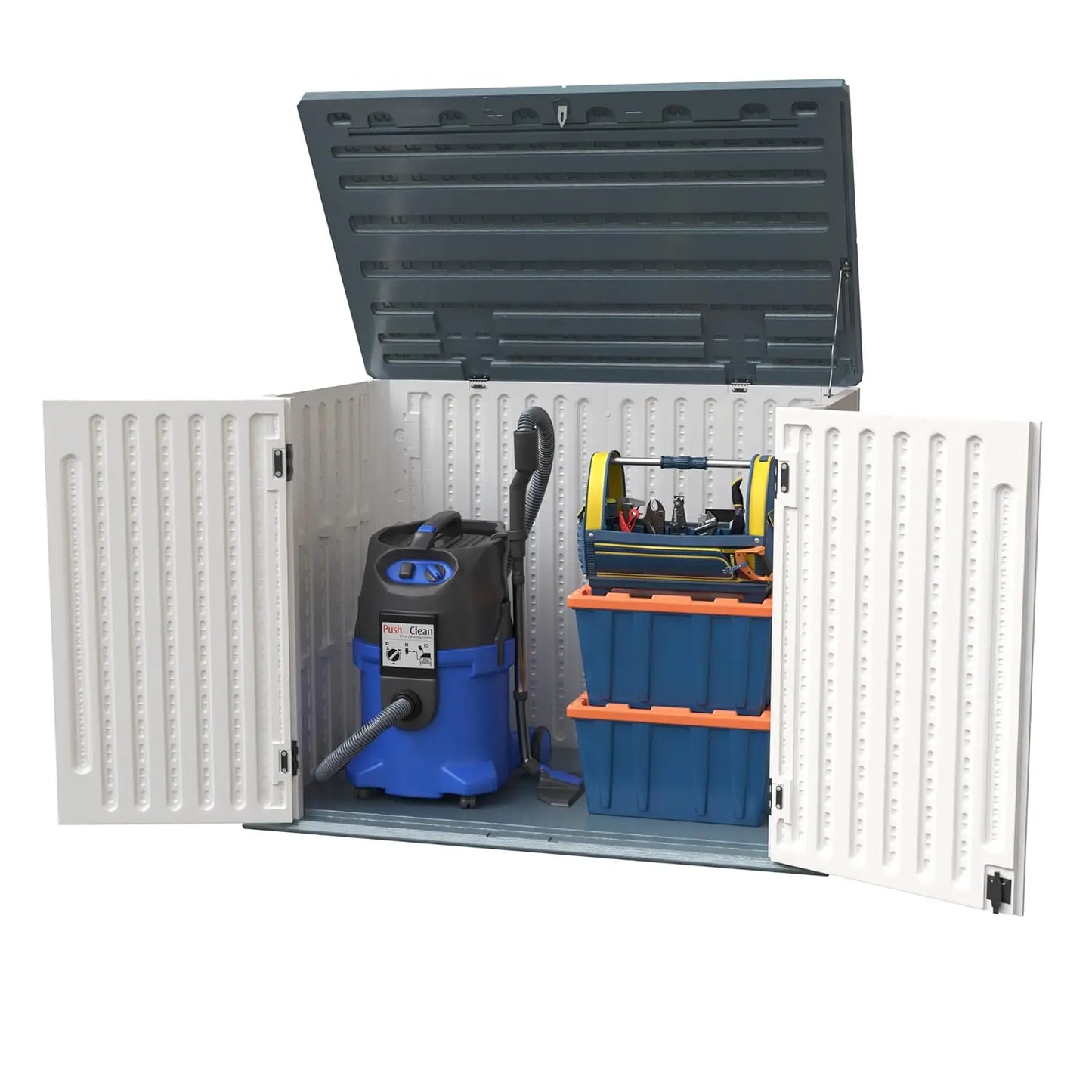 Waterproof Resin Vertical Storage Shed For Patio Garden Tools