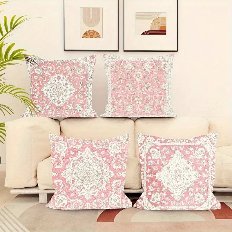 Boho Distressed Oriental Square Throw Pillow Covers