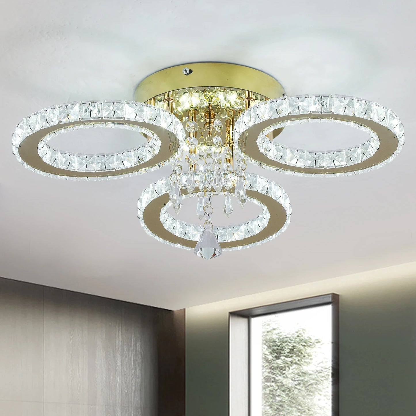VETRULUS Modern LED Crystal Ceiling Chandelier for Living Room
