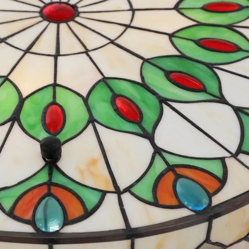 Retro Tiffany Style Flush Mount Ceiling Lamp Stained Glass Fixture