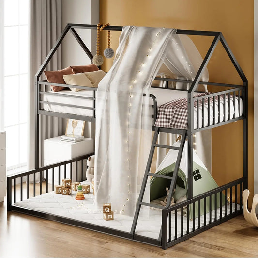 LIKIMIO Twin Over Full Bunk Bed With Metal Slats System