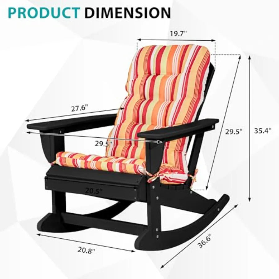 Adirondack Rocking Chair With Cushion HDPE All Weather Patio