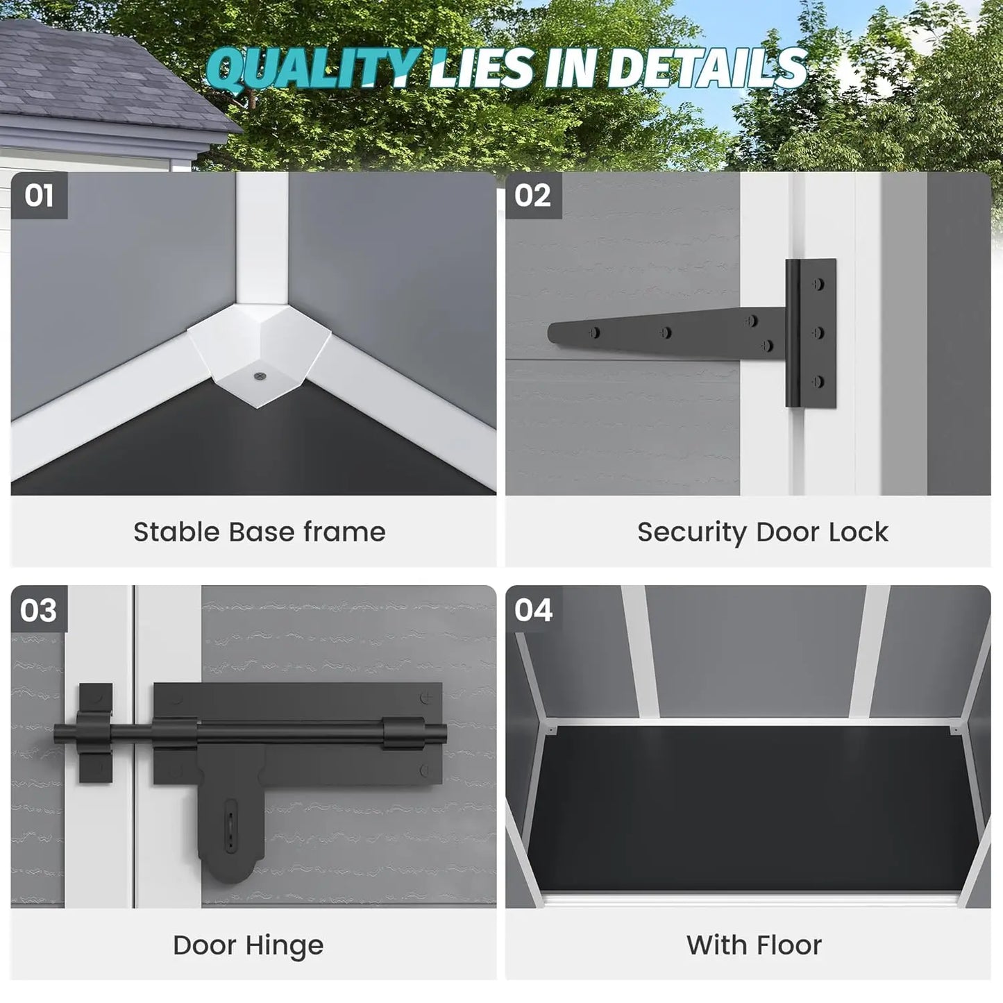 Waterproof Resin Vertical Storage Shed For Patio Garden Tools