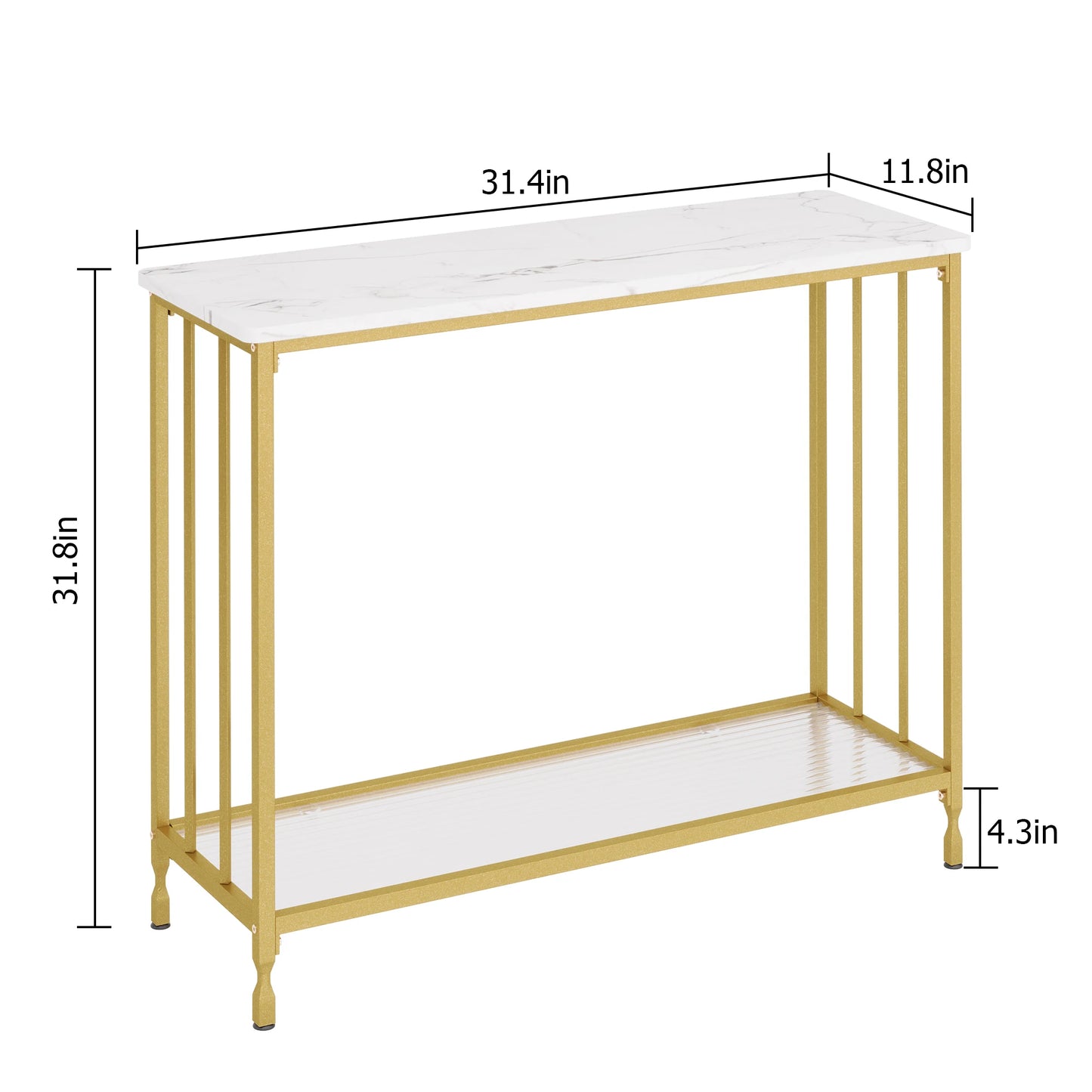 HobbyLane Console Table With Glass Shelf Metal Frame For Hallway