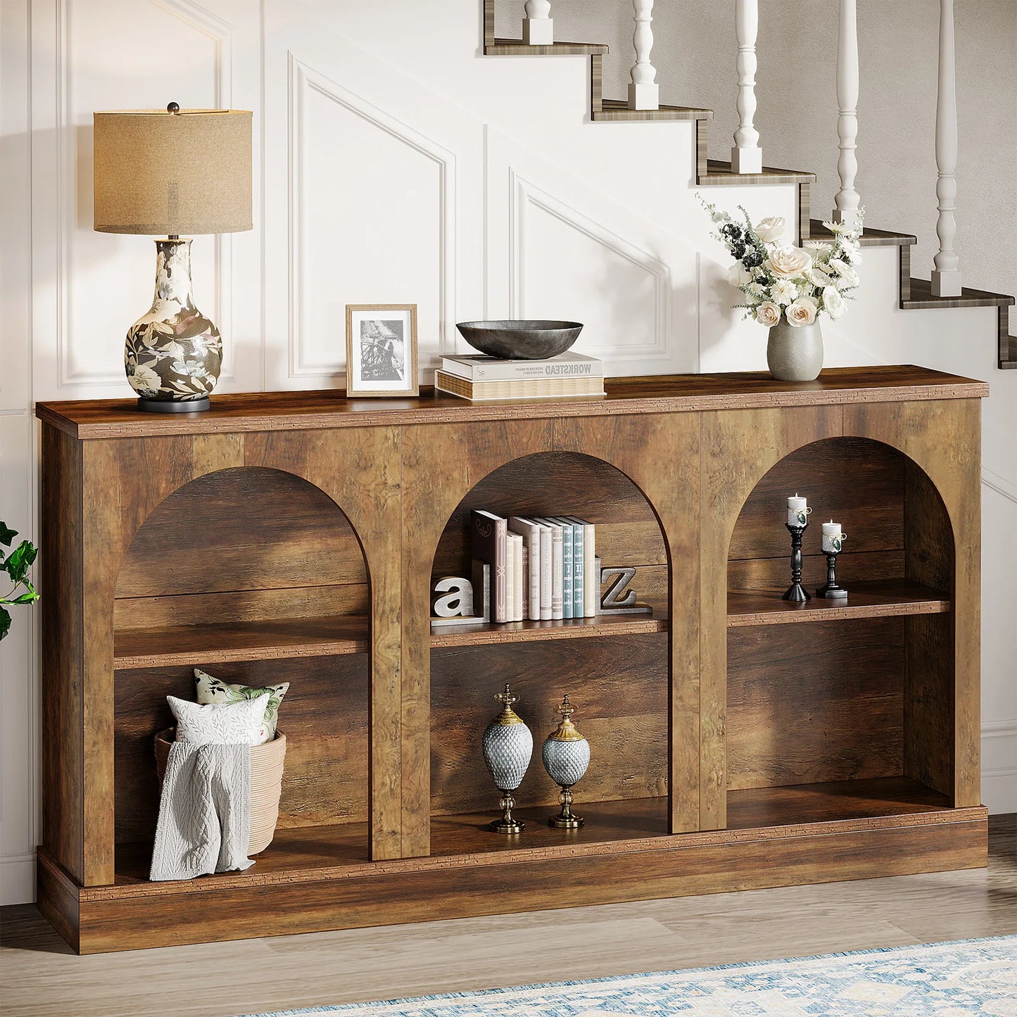 Tribesigns 63 Inch Farmhouse Console Table With Storage