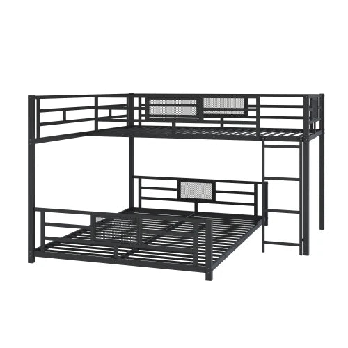 L Shaped Metal Bunk Bed With Sturdy Construction Durable