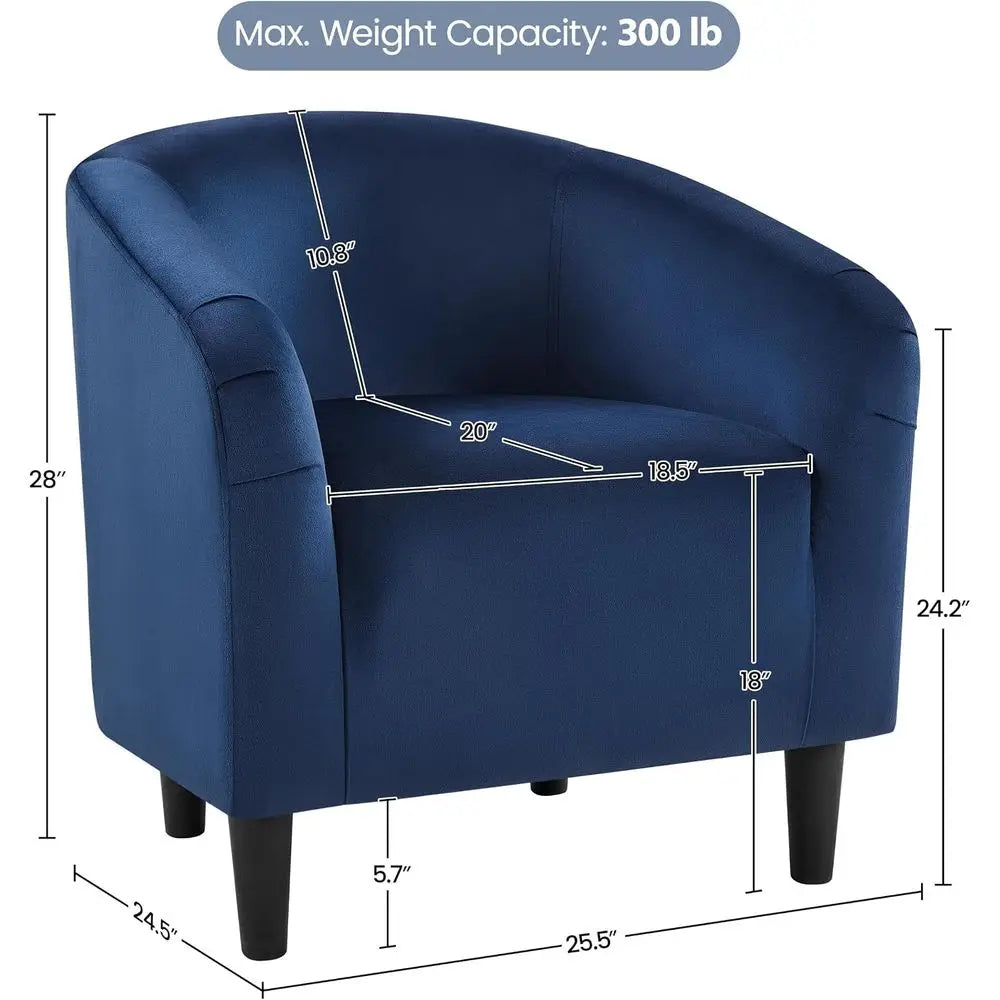 Velvet Accent Chair Set Of 2 Barrel Style Living Room Chairs