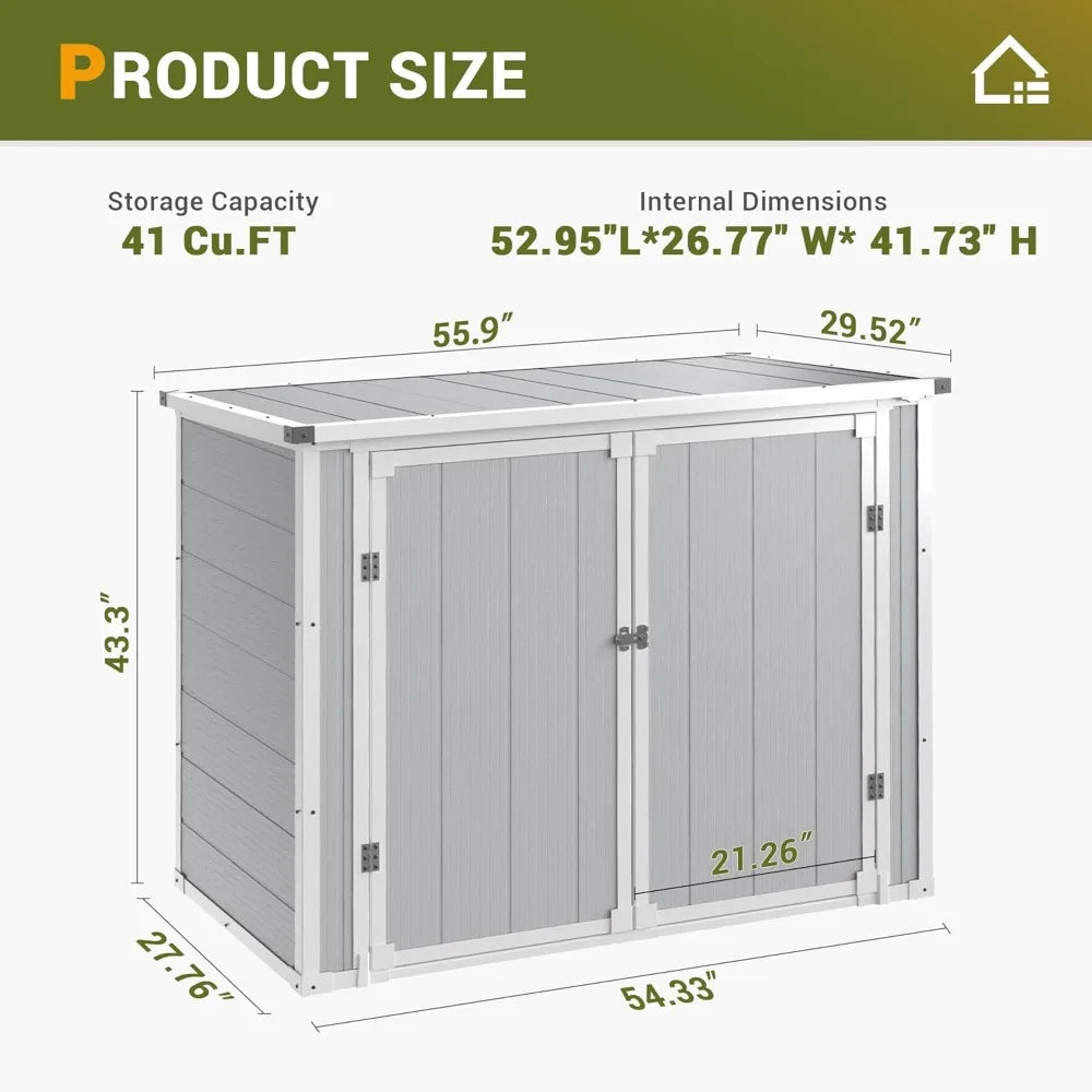 Resin Outdoor Storage Shed With Thickened Floor And Lockable Door