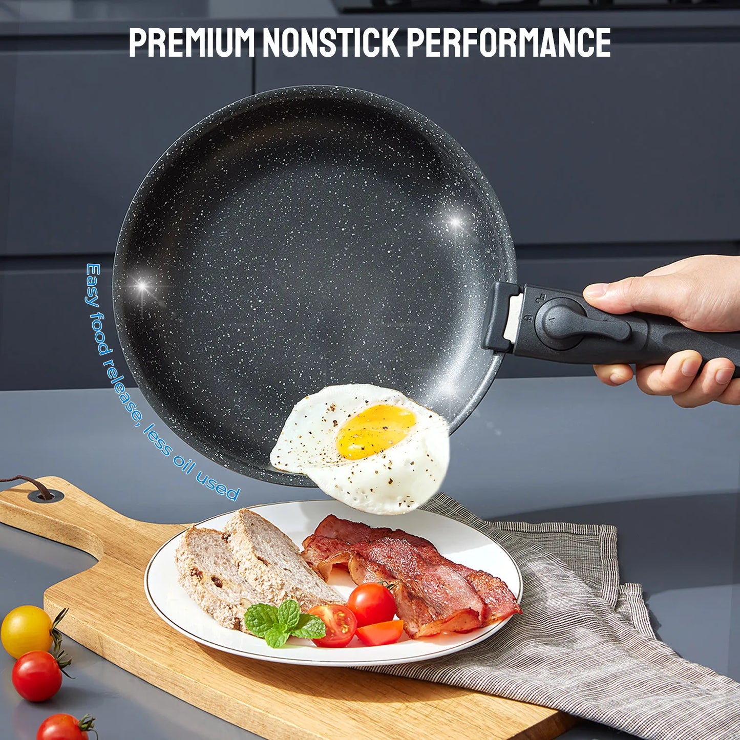 Induction Cookware Set Nonstick Pots and Pans With Removable Handles