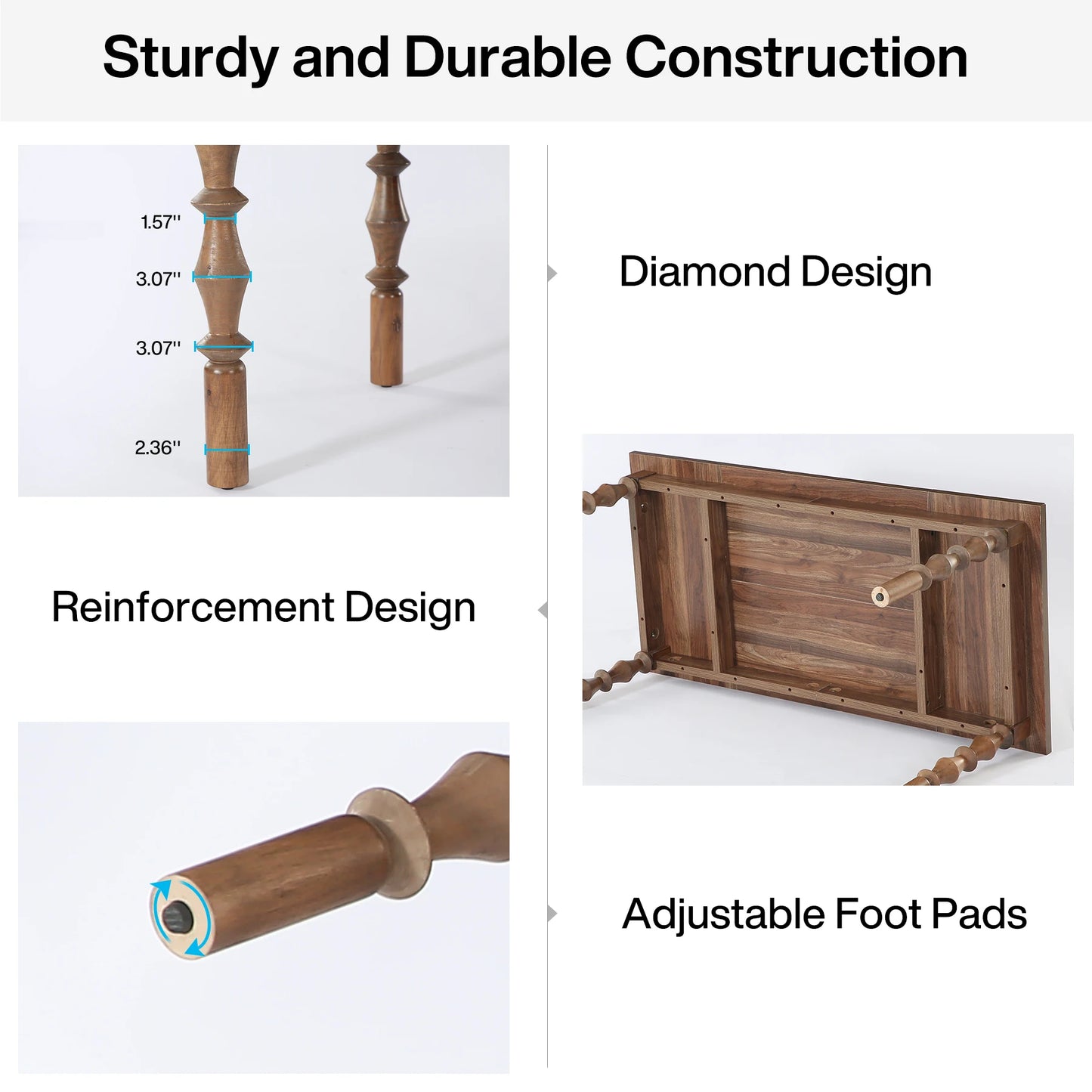 Tribesigns Wood Patio Table For 4 To 6 People Outdoor Dining
