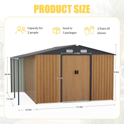 Oversized Outdoor Metal Storage Shed With Lockable Doors