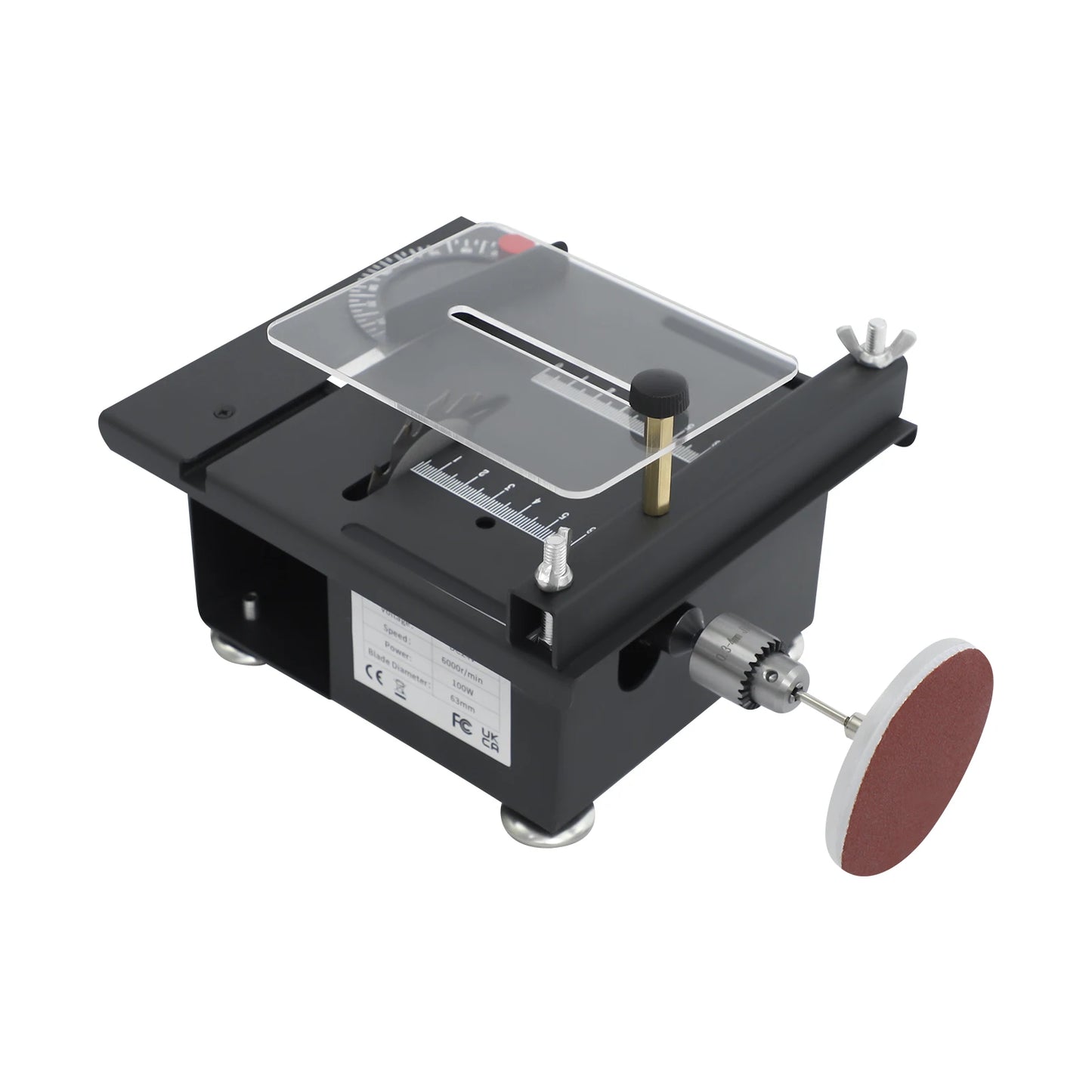 Electric Table Saw, Mini Multi-Functional Table Saw with 4 Blades & Adjustable Angle 0-90°, 6000rpm for DIY Model Wood Acrylic