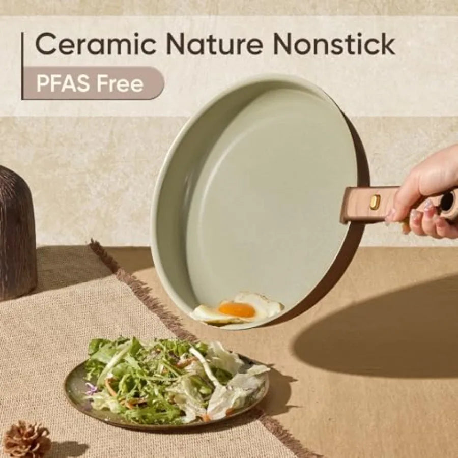 Ceramic Cookware Set Nonstick With Detachable Handle Induction Oven Safe
