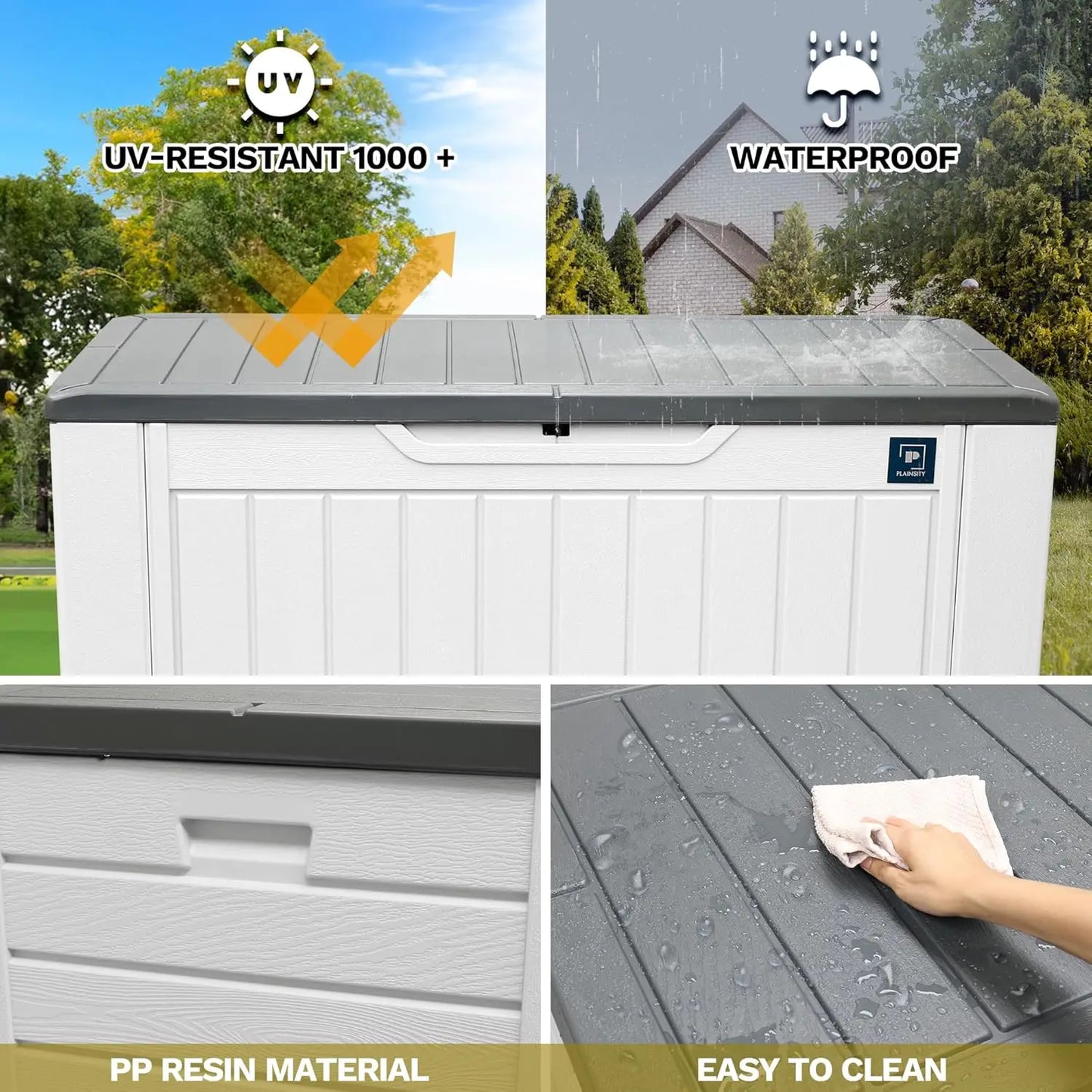 Waterproof Resin Deck Box Outdoor Storage 230 Gal Rubber Plastic