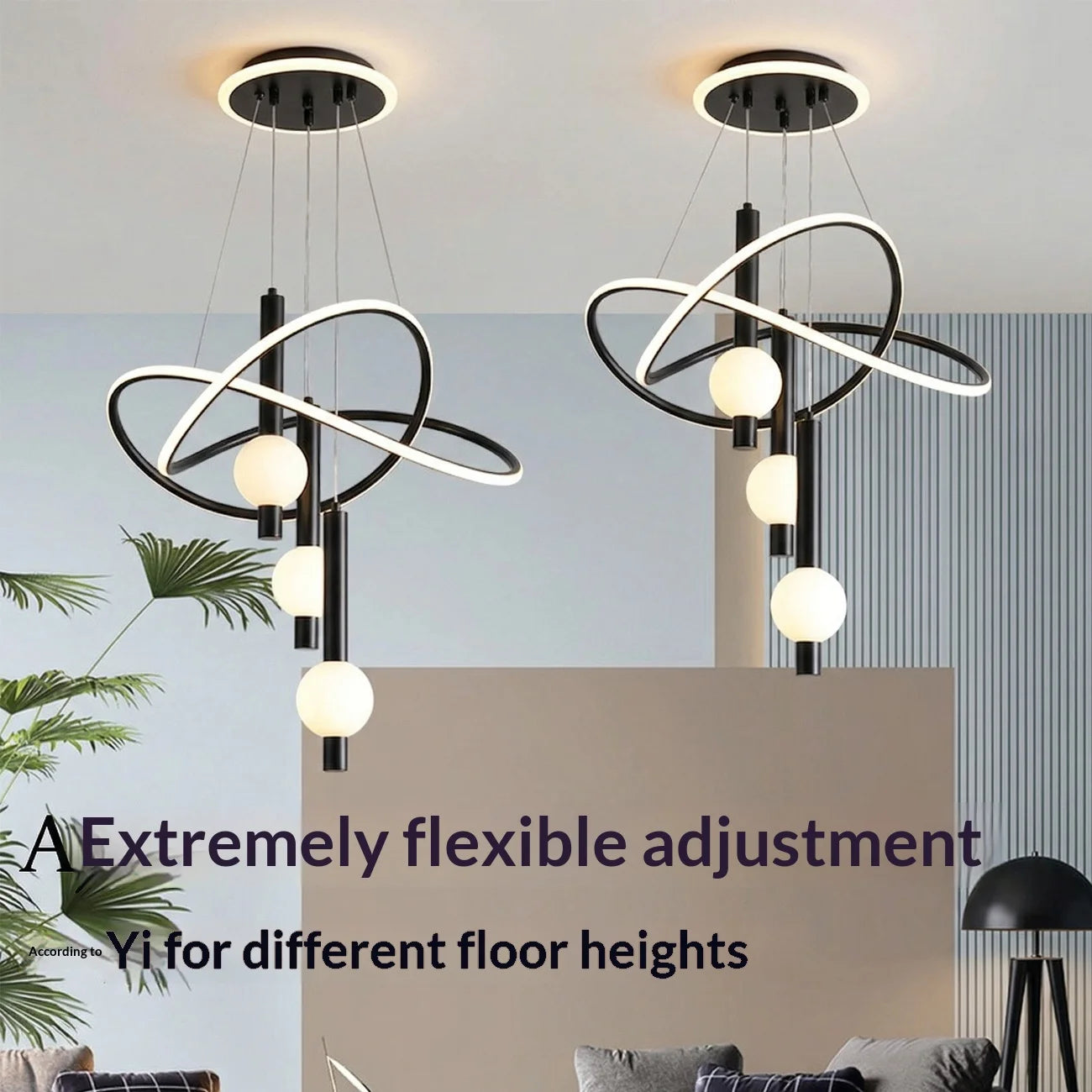 Lollipop LED Pendant Light With Remote Control Adjustable Height Dimmable