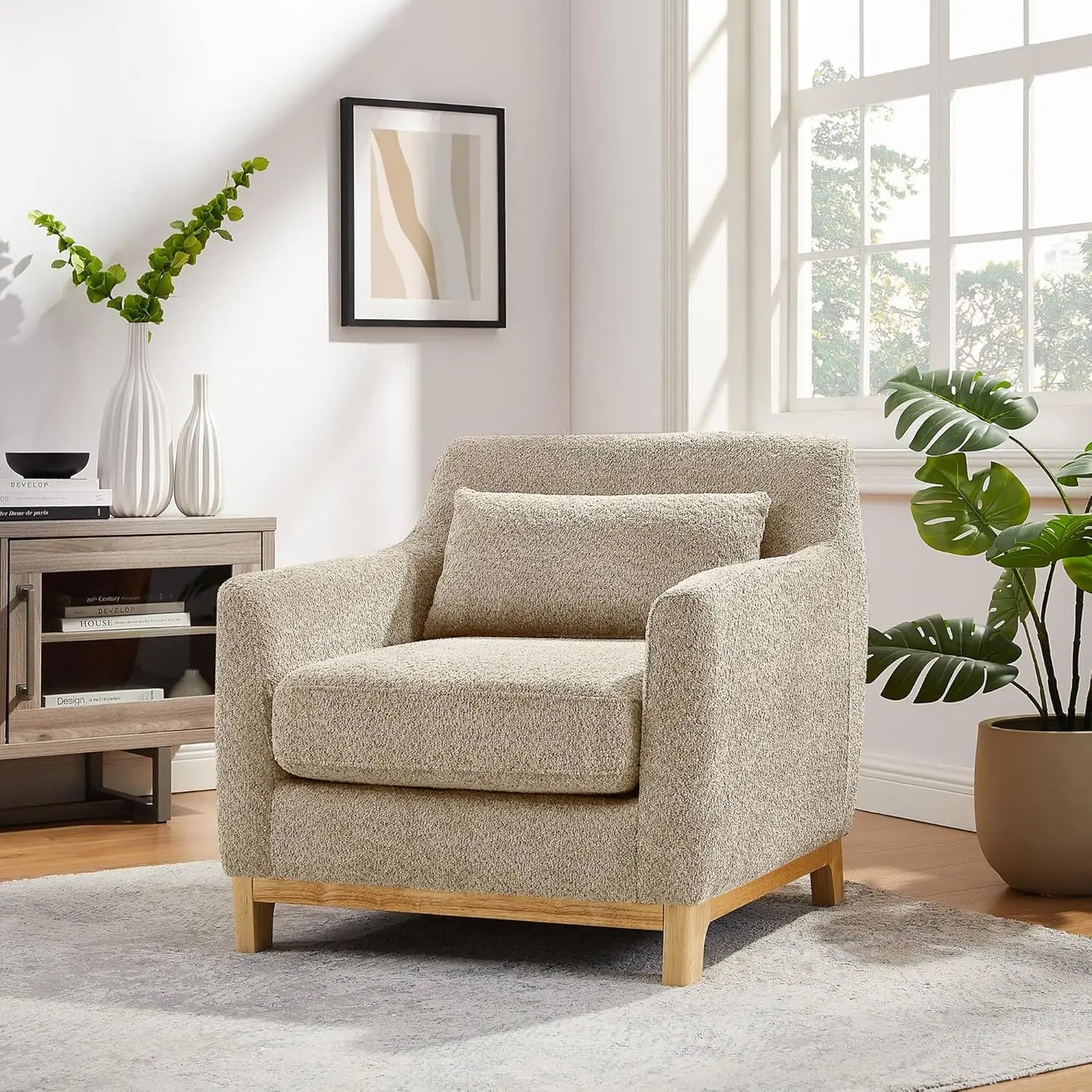 Fabric Reading Armchair For Living Room And Bedroom Comfort