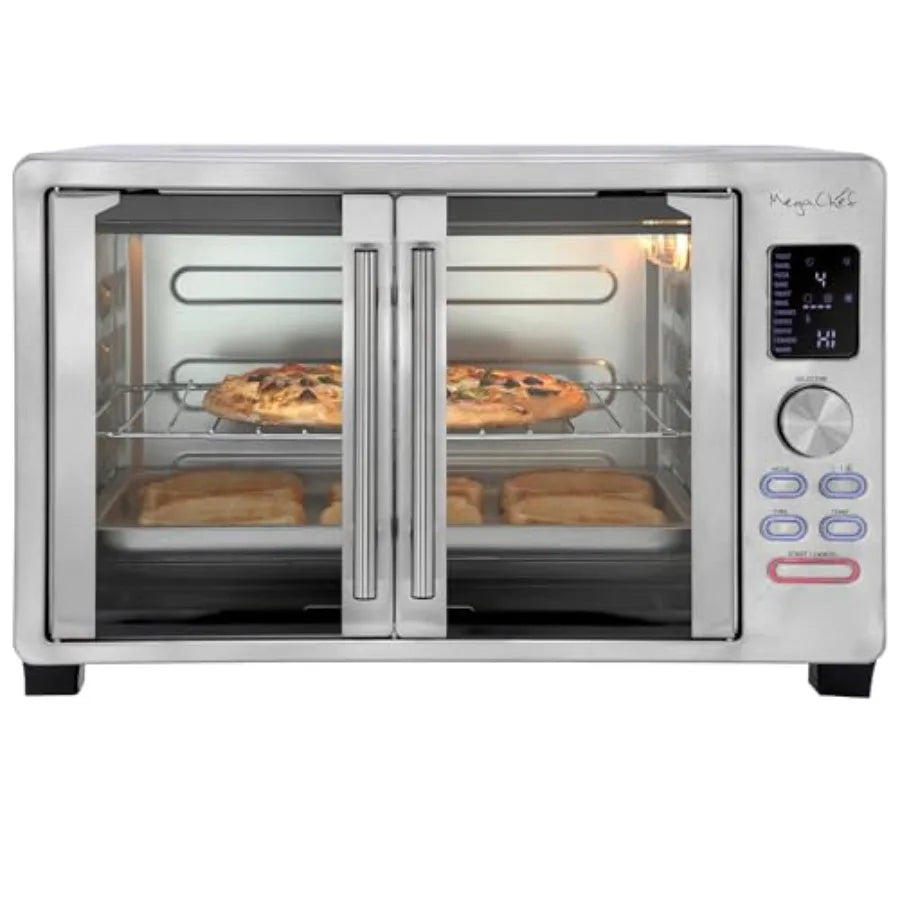 30 Quart Digital French Door Multi-Function Convection Toaster Oven with Rotisserie Set Toast Bagel Pizza Bake Roast Broil Cook