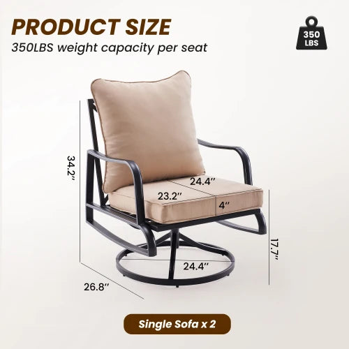 Outdoor Swivel Rocking Patio Chairs With 4 Inch Thick Cushions
