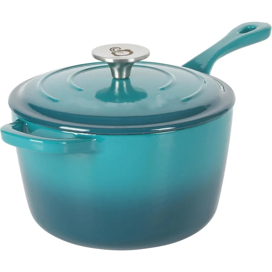Heavy Duty Enameled Cast Iron Nonstick Saucepan With Lid