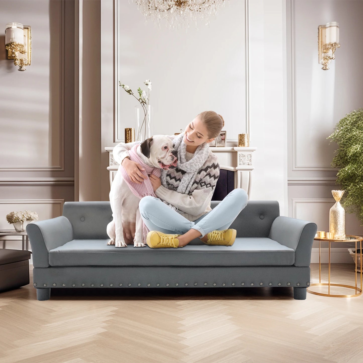 BINGOPAW Elevated Rectangle Dog Bed for Medium and Large Dogs