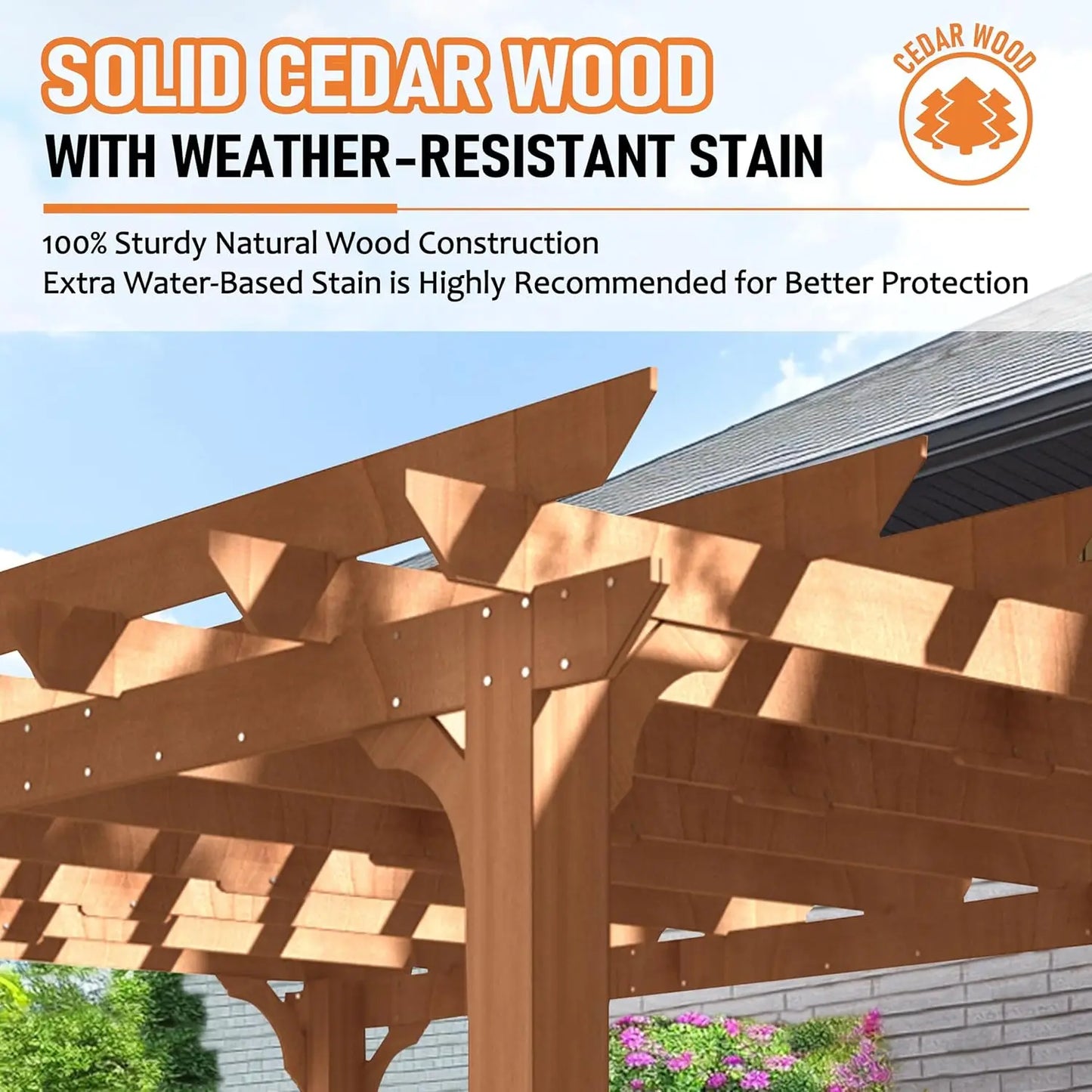Cedar Wood Pergola Gazebo With Flat Top Ground Stakes Backyard