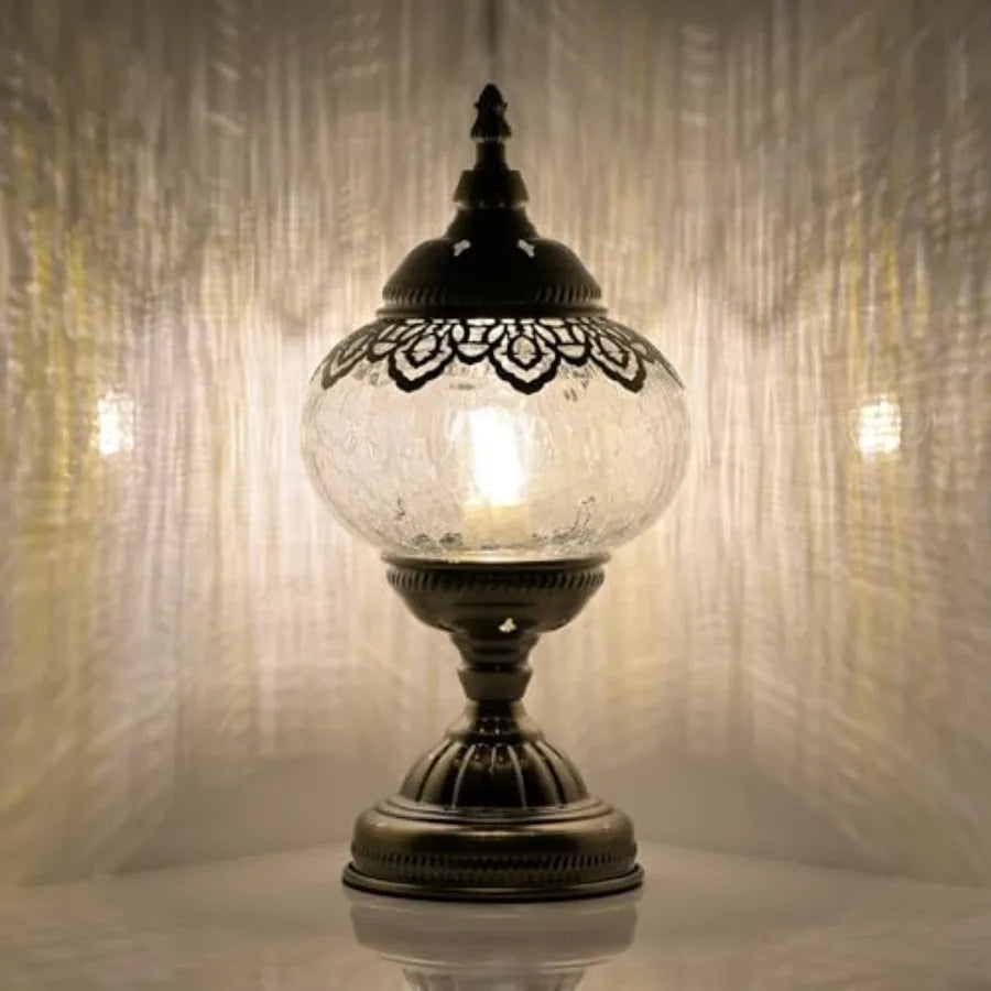 Turkish Moroccan Solar Table Lamp Handmade Mosaic Glass Lantern