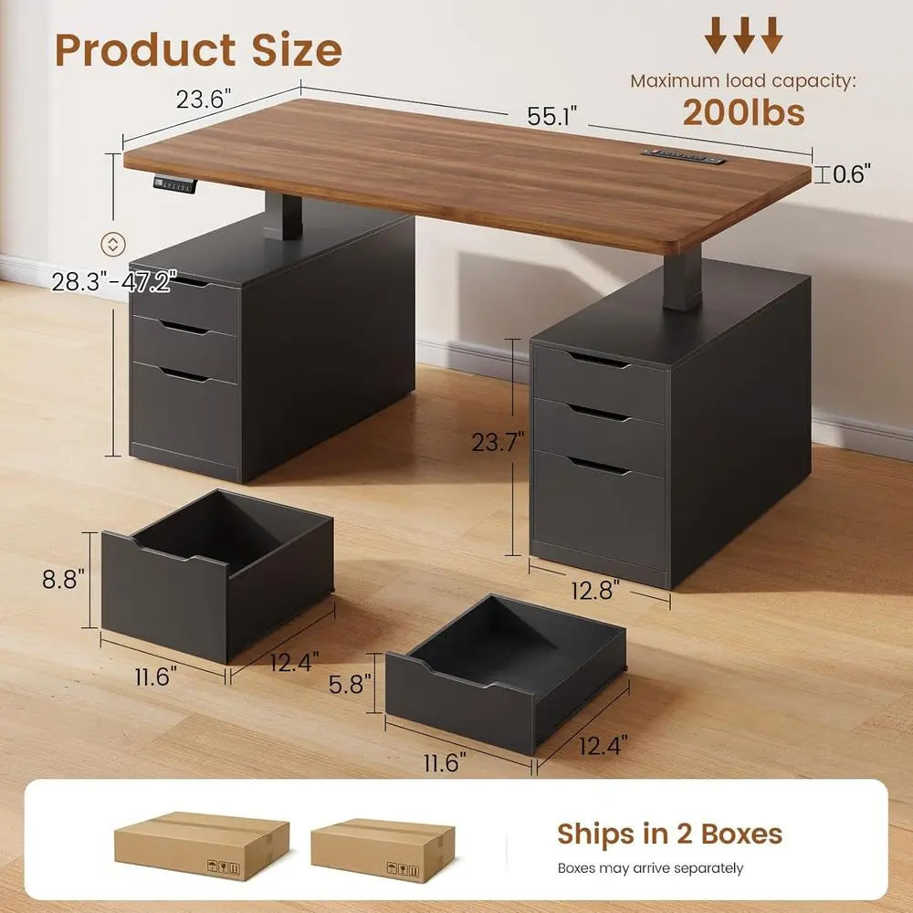 Electric Standing Desk With Storage And Power Outlet