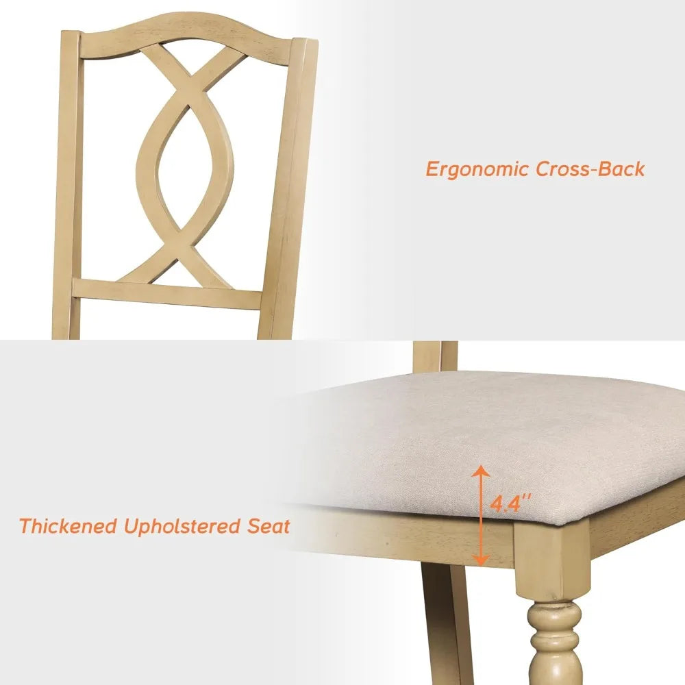 MOYU Upholstered Wood Dining Chairs Set Of 2 With Cross Back Gourd Shaped Leg