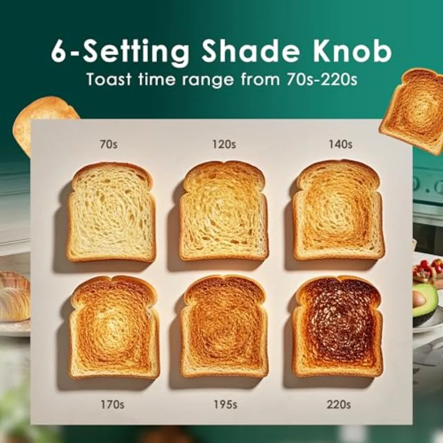 4 Slice Toaster Retro Stainless Steel Toaster with Bagel Cancel Defrost Function and 6 Bread Shade Settings Bread Machine Long