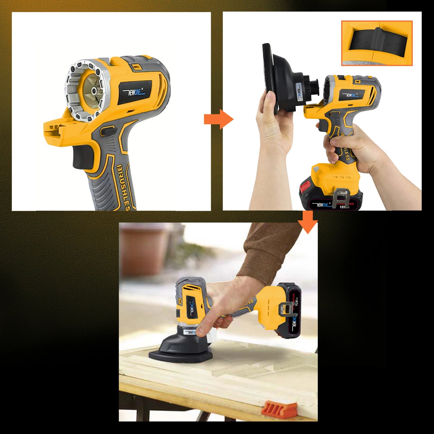 NEWONE 12-in-1 18V Brushless Multi Tool Jig Saw Oscillating Tool