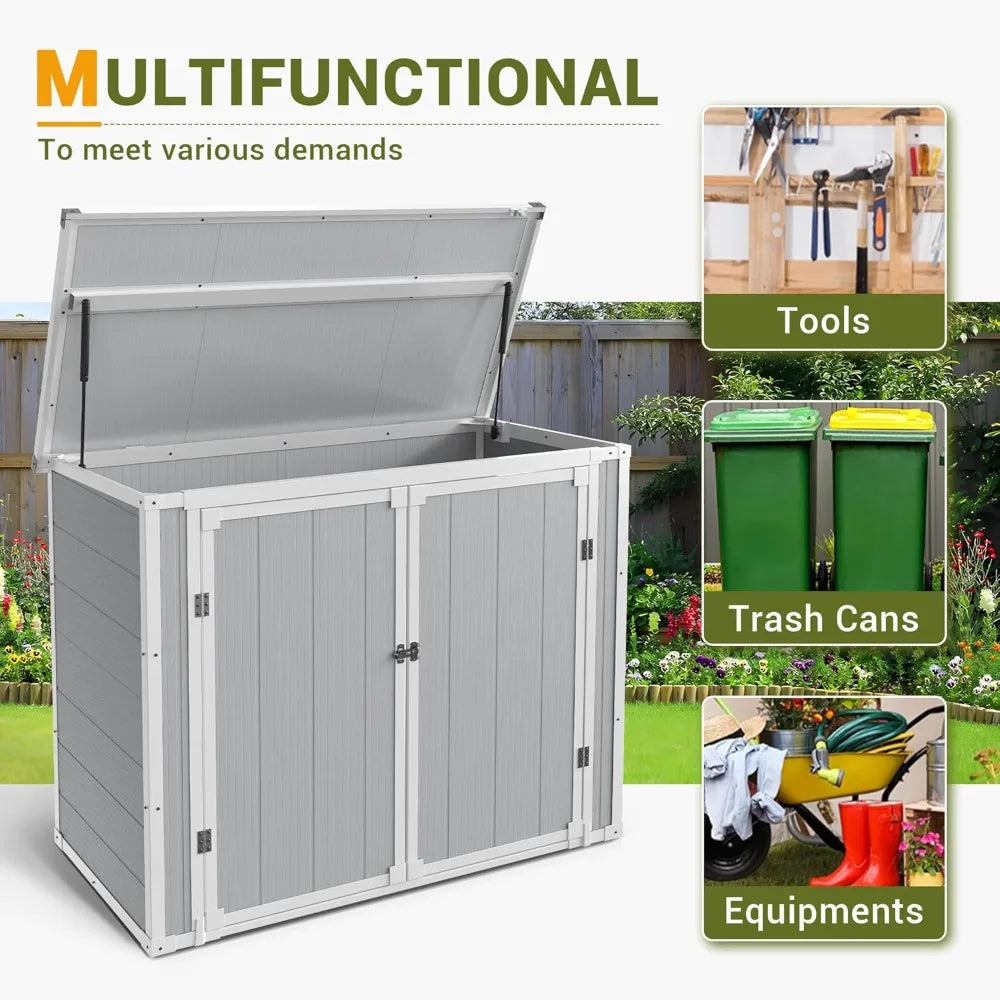 Resin Outdoor Storage Shed With Thickened Floor And Lockable Door