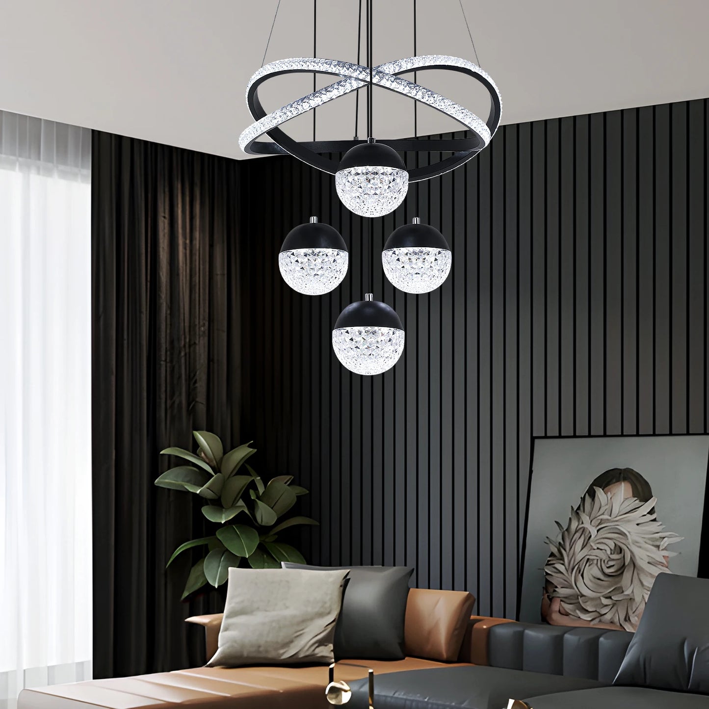 GreeLustr Modern LED Chandelier With Three LED Modes For Living Room