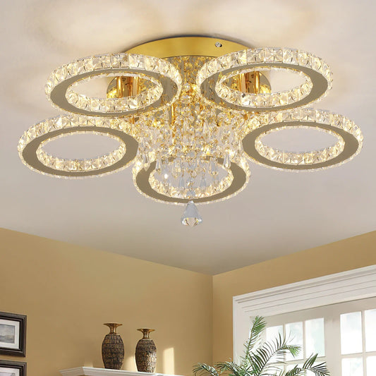 VETRULUS Modern LED Crystal Ceiling Chandelier for Living Room