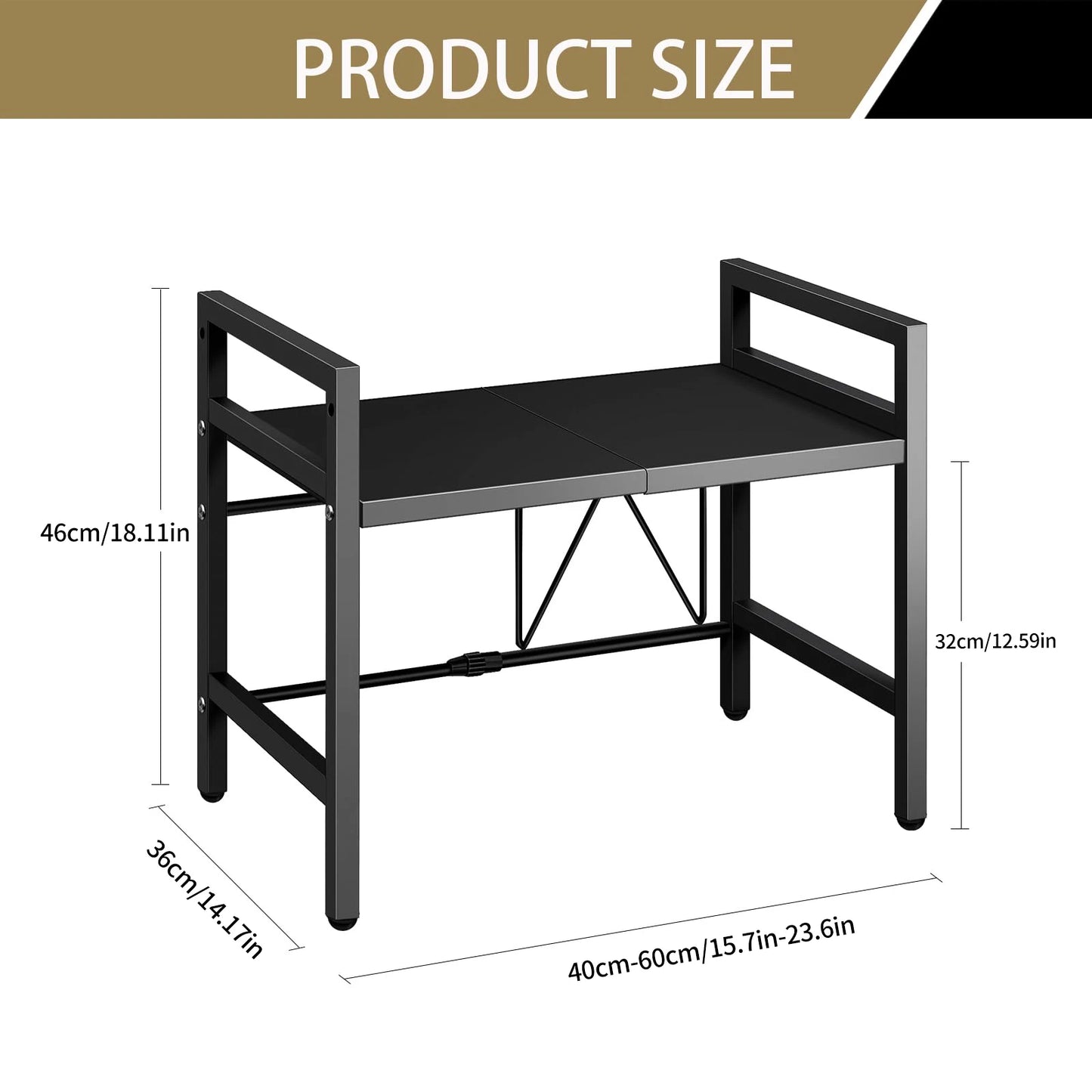 Expandable Microwave Shelf Organizer Rust Proof Kitchen Storage