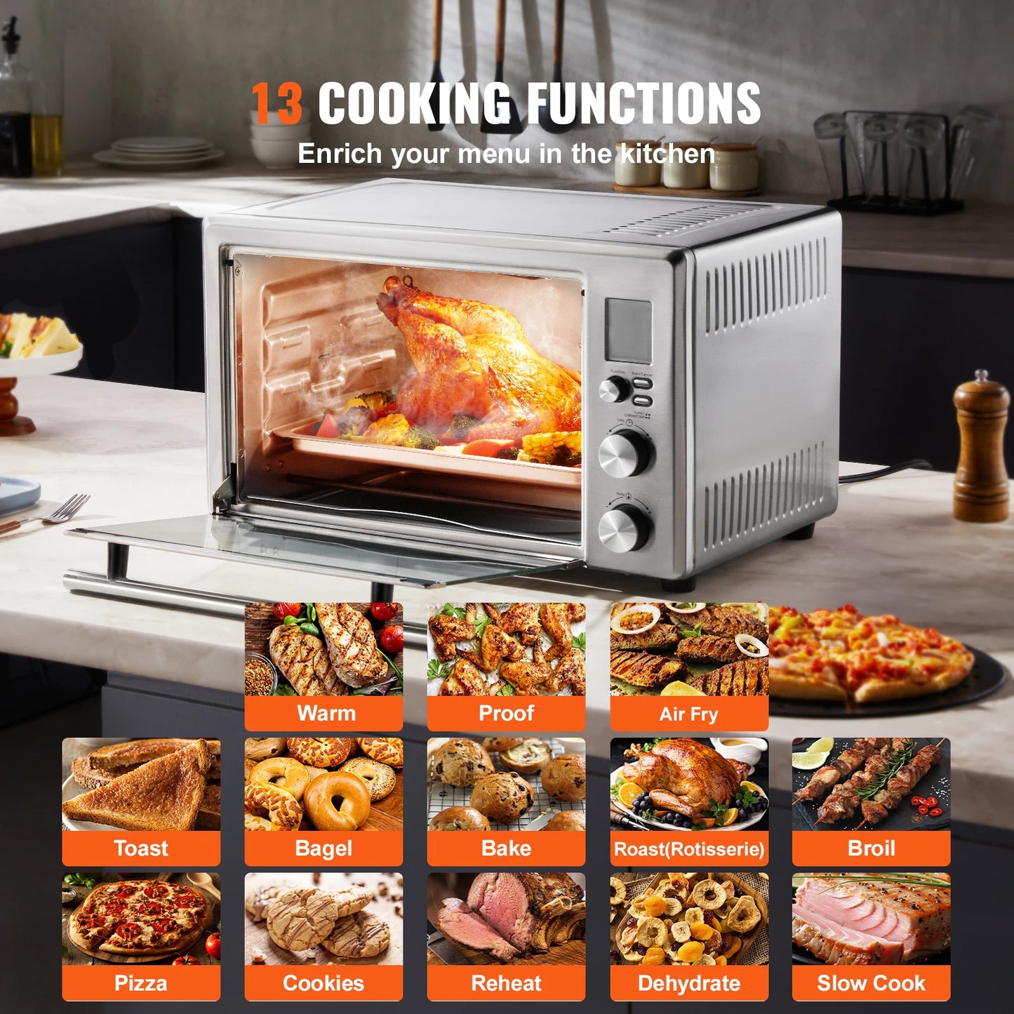 SucceBuy 13-In-1 Air Fryer Toaster Oven Convection Countertop