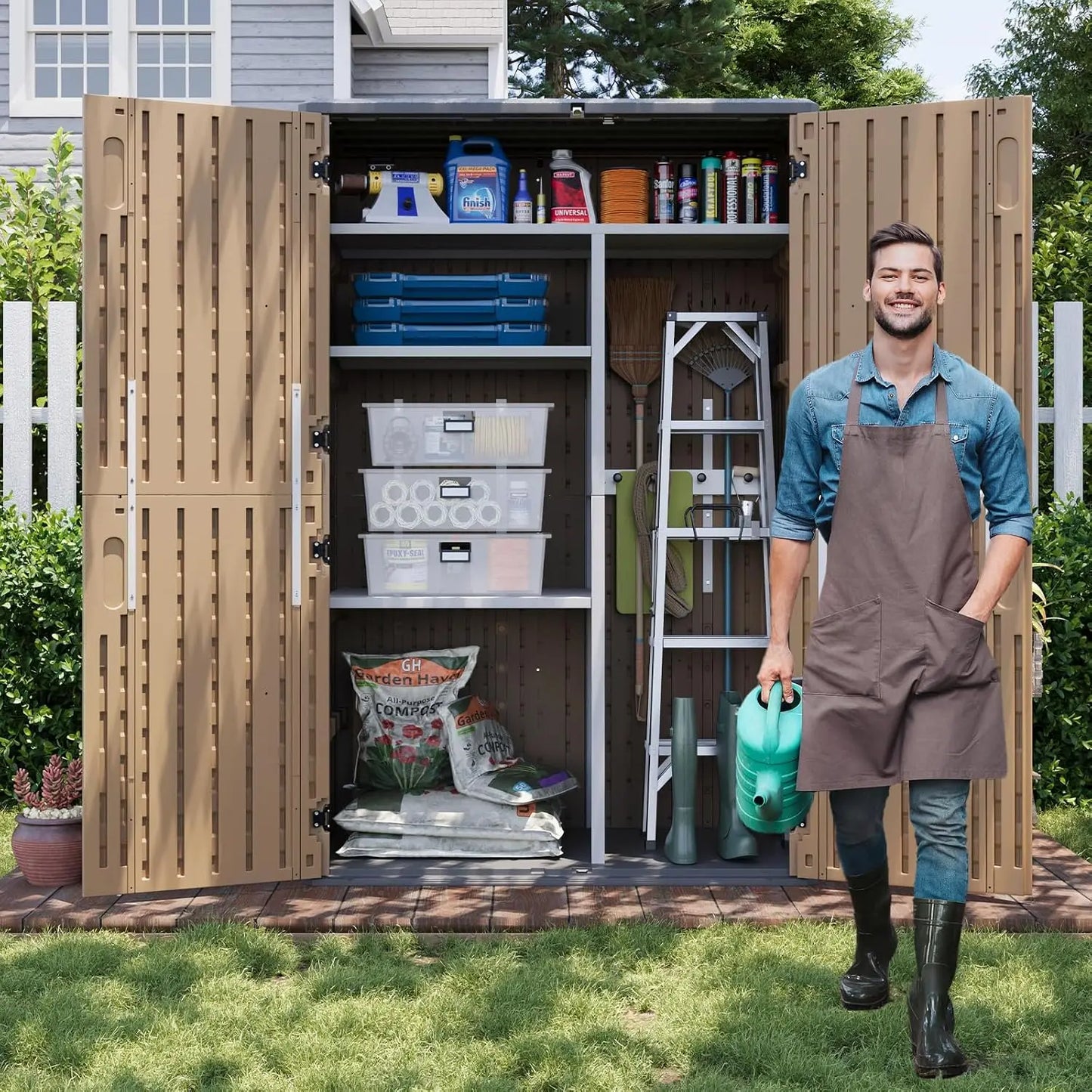 Large 64 Cu Ft Resin Outdoor Storage Shed With Floor