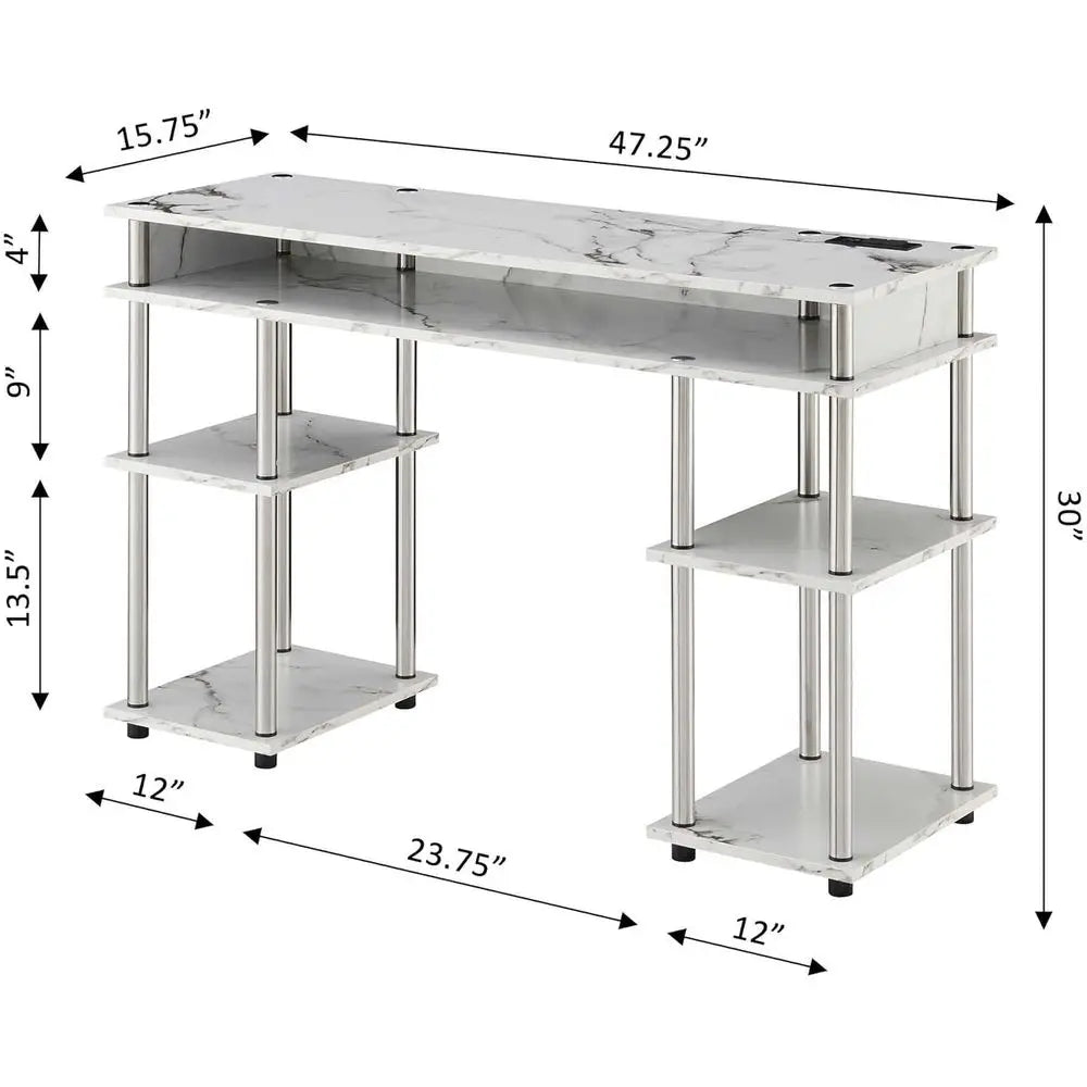 No Tools Student Desk With Charging Station And Shelves