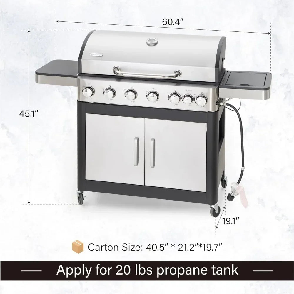 Barbecue Grill With Side Burner And Porcelain Enameled Grates