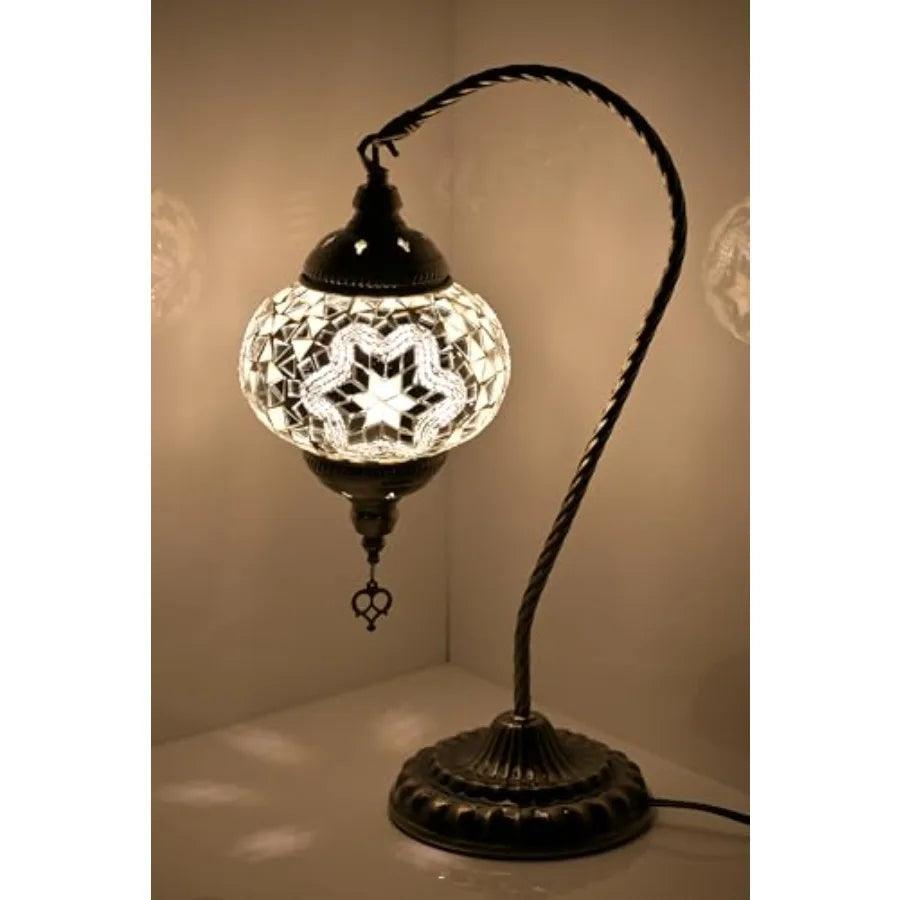 Turkish Mosaic Glass Swan Neck Lamp Bedside Tiffany Style