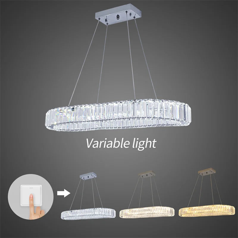 GreeLustr Indoor K9 Crystal Oval Ring Lamp Pendant Chandelier