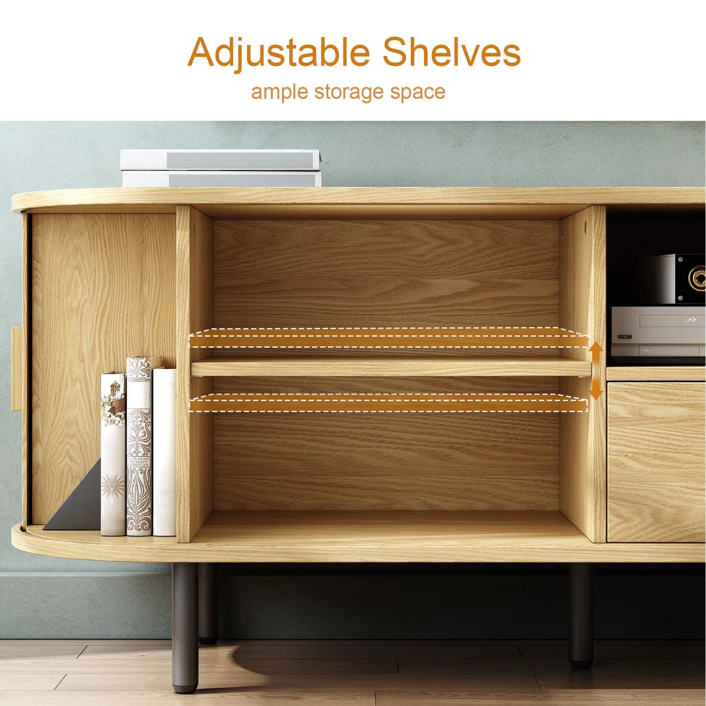 ONBRILL TV Stand With Power Outlet And Hidden Storage Space