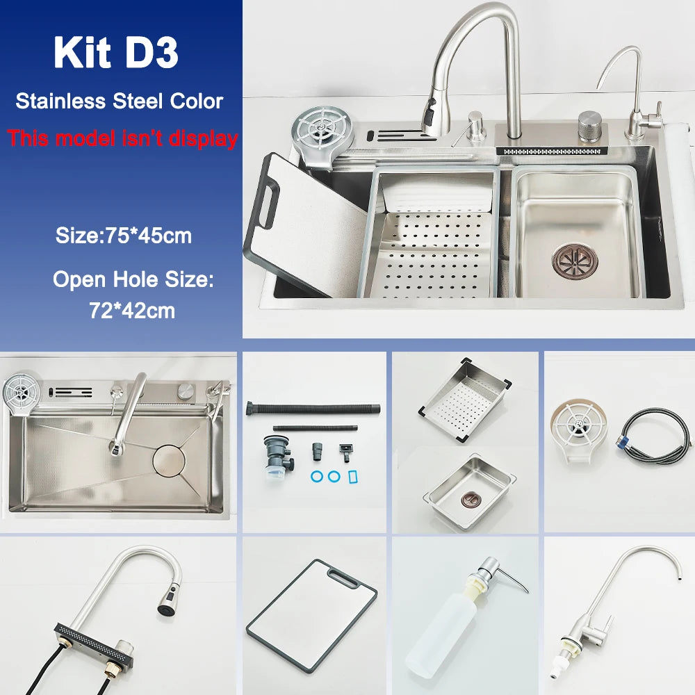 Rozin Stainless Steel Kitchen Sink With Faucet Digital Display