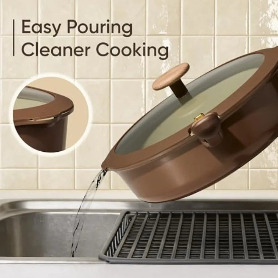 Ceramic Cookware Set Nonstick With Detachable Handle Induction Oven Safe