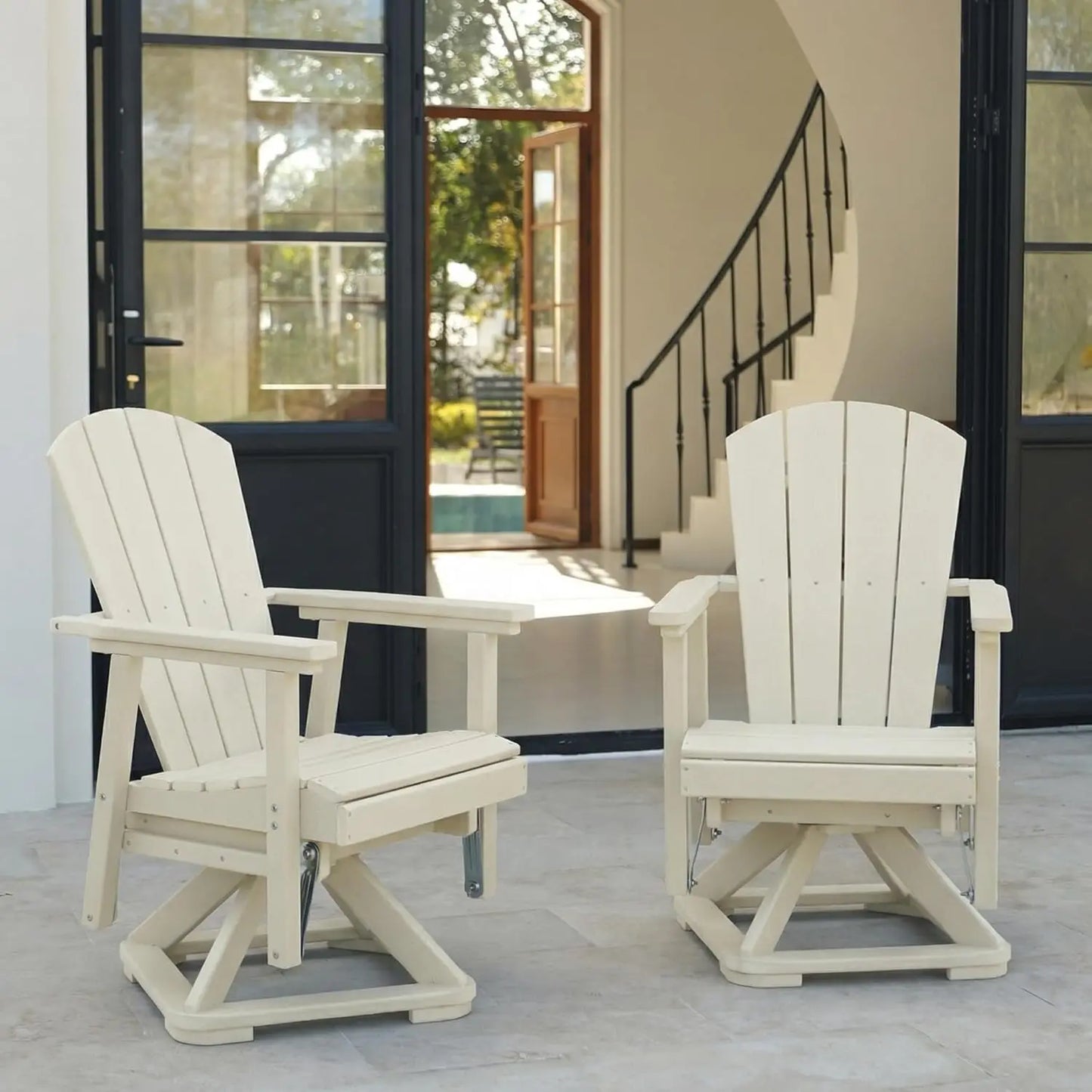 HDPE Swivel Glider Chair Outdoor Weather Resistant Adirondack Rocker