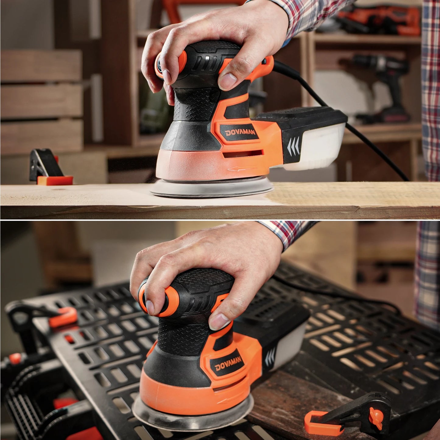 DOVAMAN 3A Orbital Sander, 6-Speed Random Orbit Sander up to 13000RPM, 12 Sandpapers, Dust Collection, Woodworking Tool