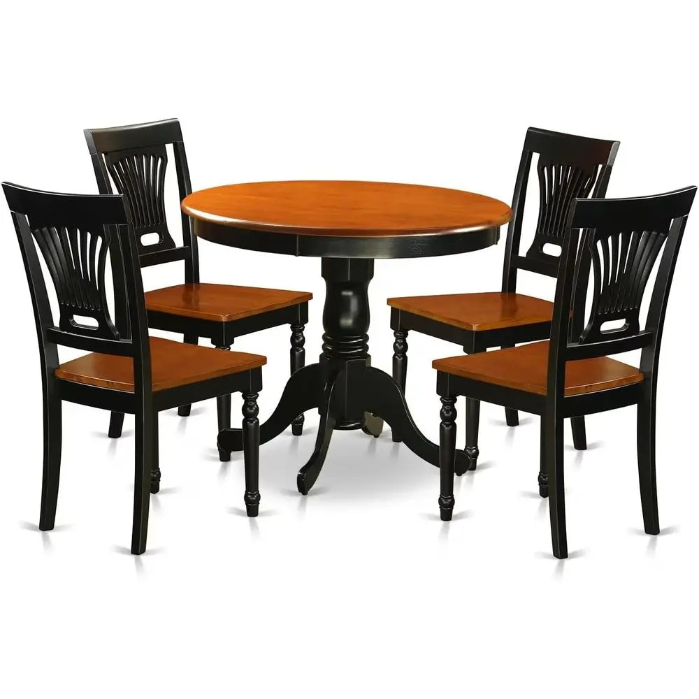 ANPL5-W 5 Piece Kitchen Table And Chairs Set Round Pedestal