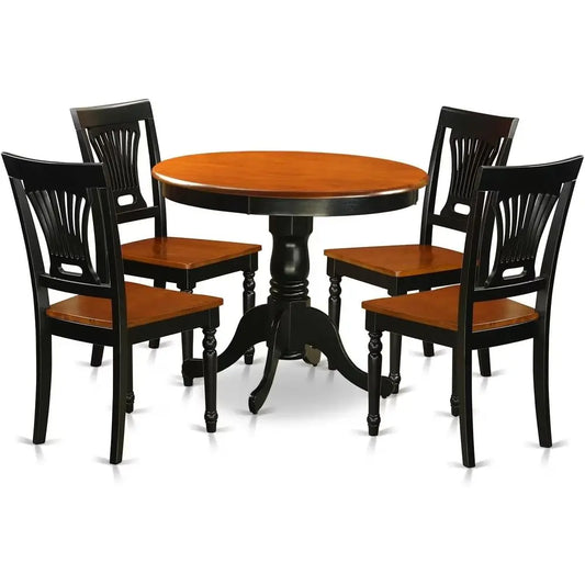 ANPL5-W 5 Piece Kitchen Table And Chairs Set Round Pedestal