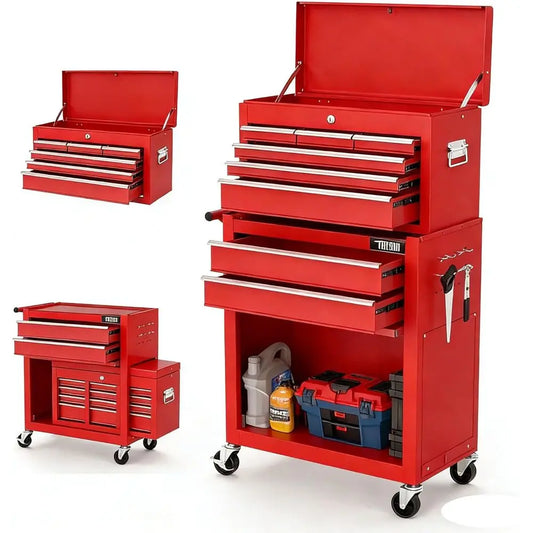 Portable Rolling Tool Chest With Detachable Top For Garage Workshop