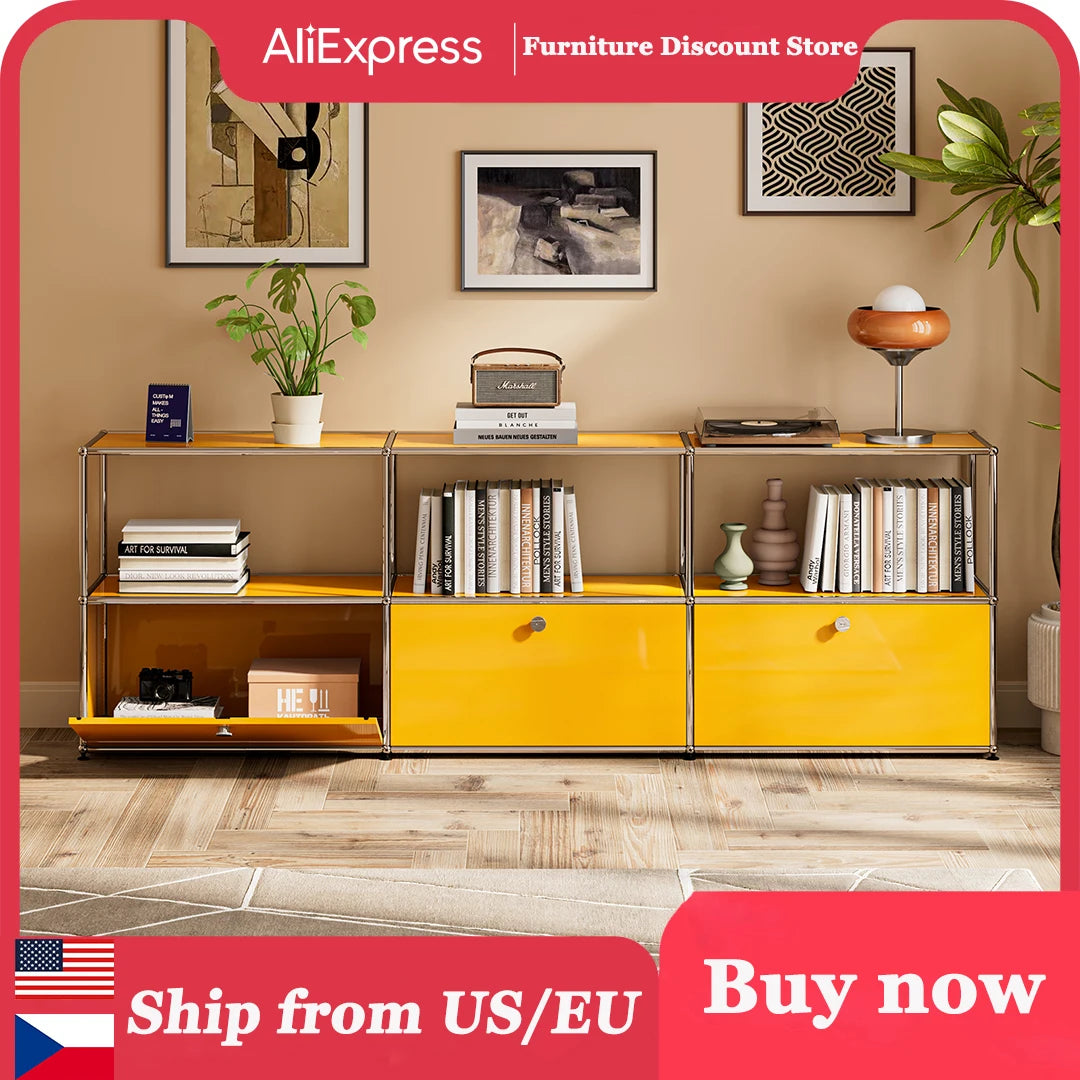 Stainless Steel Storage Cabinet TV Stand For Living Room Office